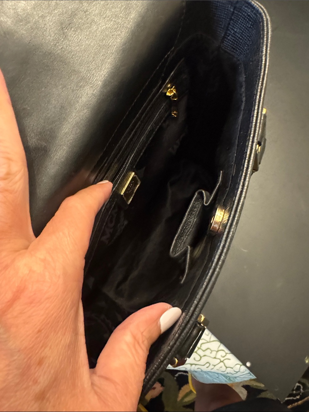MCM Black Top-Handle Satchel with Gold Hardware - Picture 3 of 4
